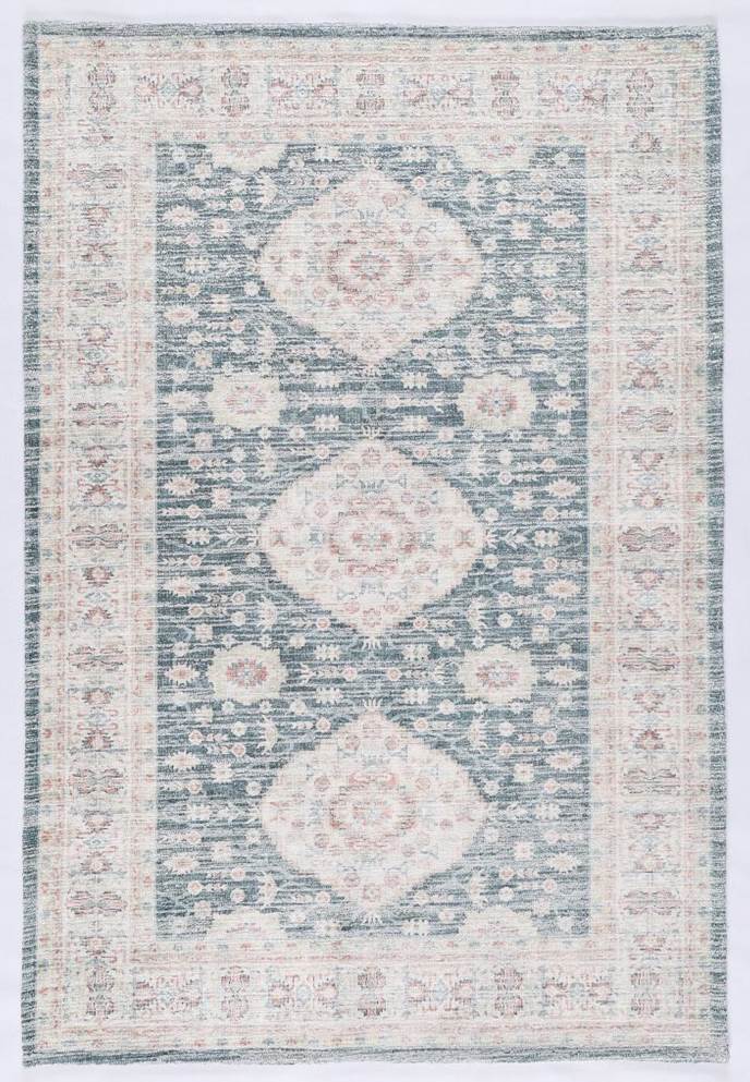 Machine Washable Vintage Medallion Area Rug, Poly Viscose & Cotton, 1600 GSM, 27 x 45 Inch, Single Piece