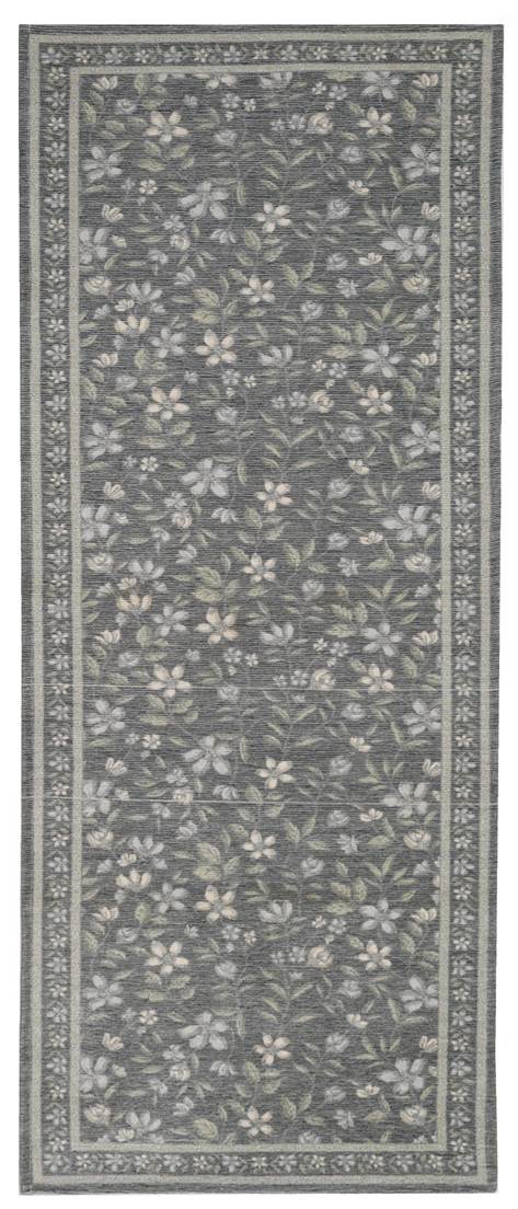 Floral Runner Rug, Poly Viscose & Cotton, 24 x 60 Inch, 1600 GSM, Single Piece