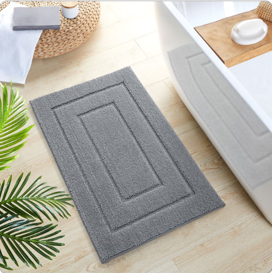 Tritex 16x24 Dark Grey Microfiber Bath Rug | Soft Non-Slip Absorbent Bath Mat