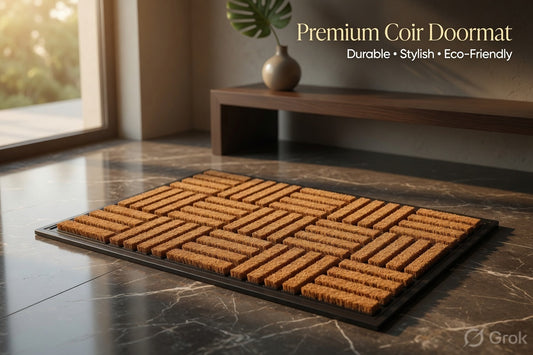 TRITEX Coir & Rubber Doormat – Durable Anti-Slip Dirt Scraping Entry Mat, Black