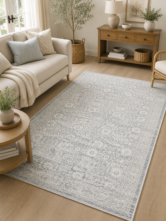 Machine Washable Vintage Medallion Area Rug, Poly Viscose & Cotton, 1600 GSM, 27 x 45 Inch, Single Piece