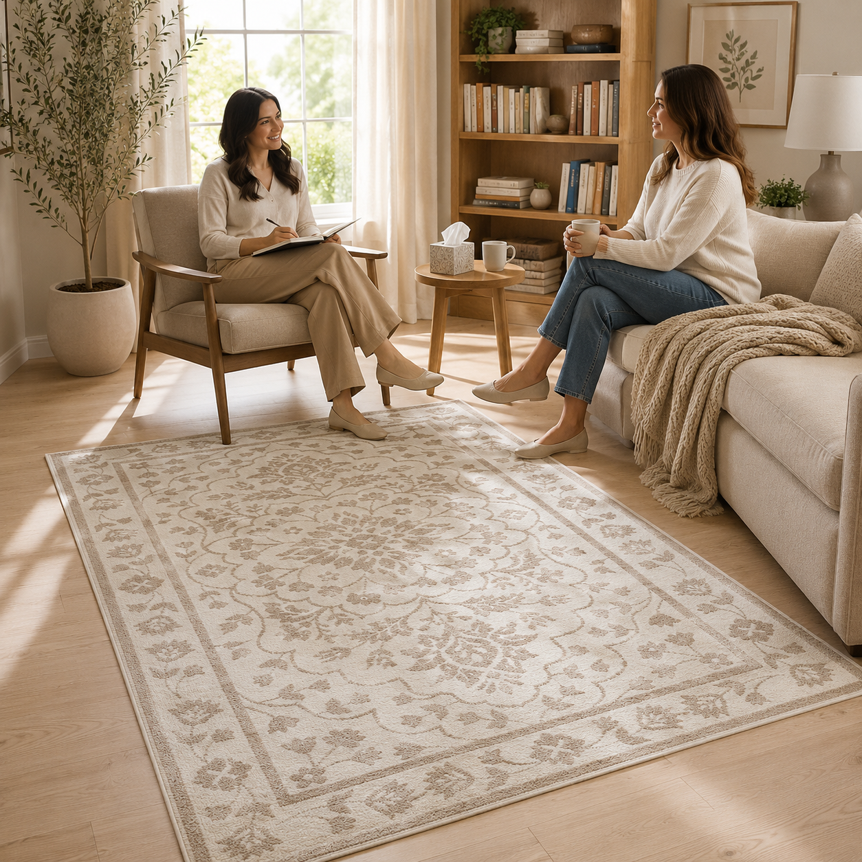 Machine Washable Floral Area Rug 24 x 40 Inch, Soft Indoor Accent Rug for Bedroom & Entryway