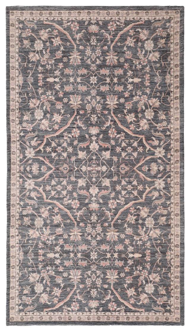 Vintage Floral Area Rug, Poly Viscose & Cotton, 1600 GSM, 28 x 48 Inch, Single Piece