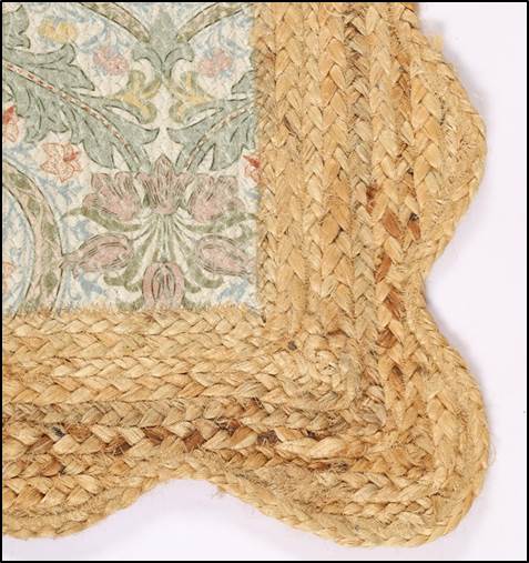 Floral Print Braided Jute Rug 24x40 Inch | Jute & PET Polyester Accent Rug