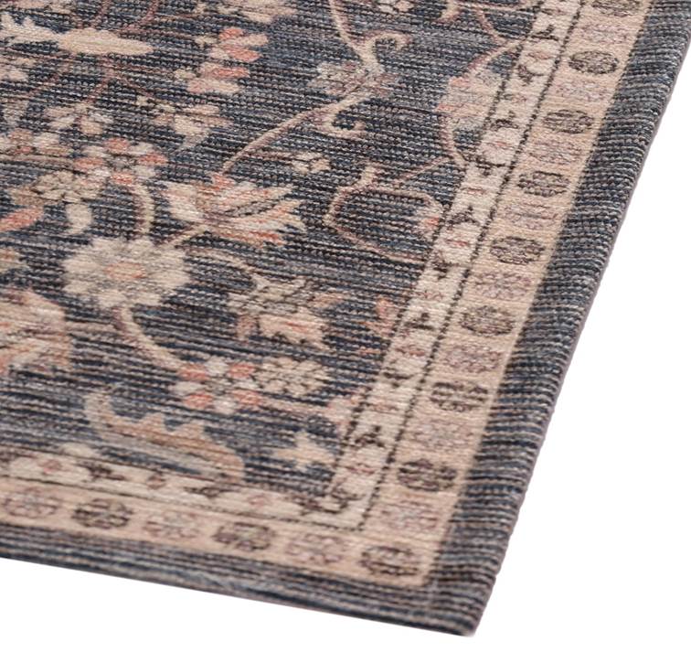 Vintage Floral Area Rug, Poly Viscose & Cotton, 1600 GSM, 28 x 48 Inch, Single Piece