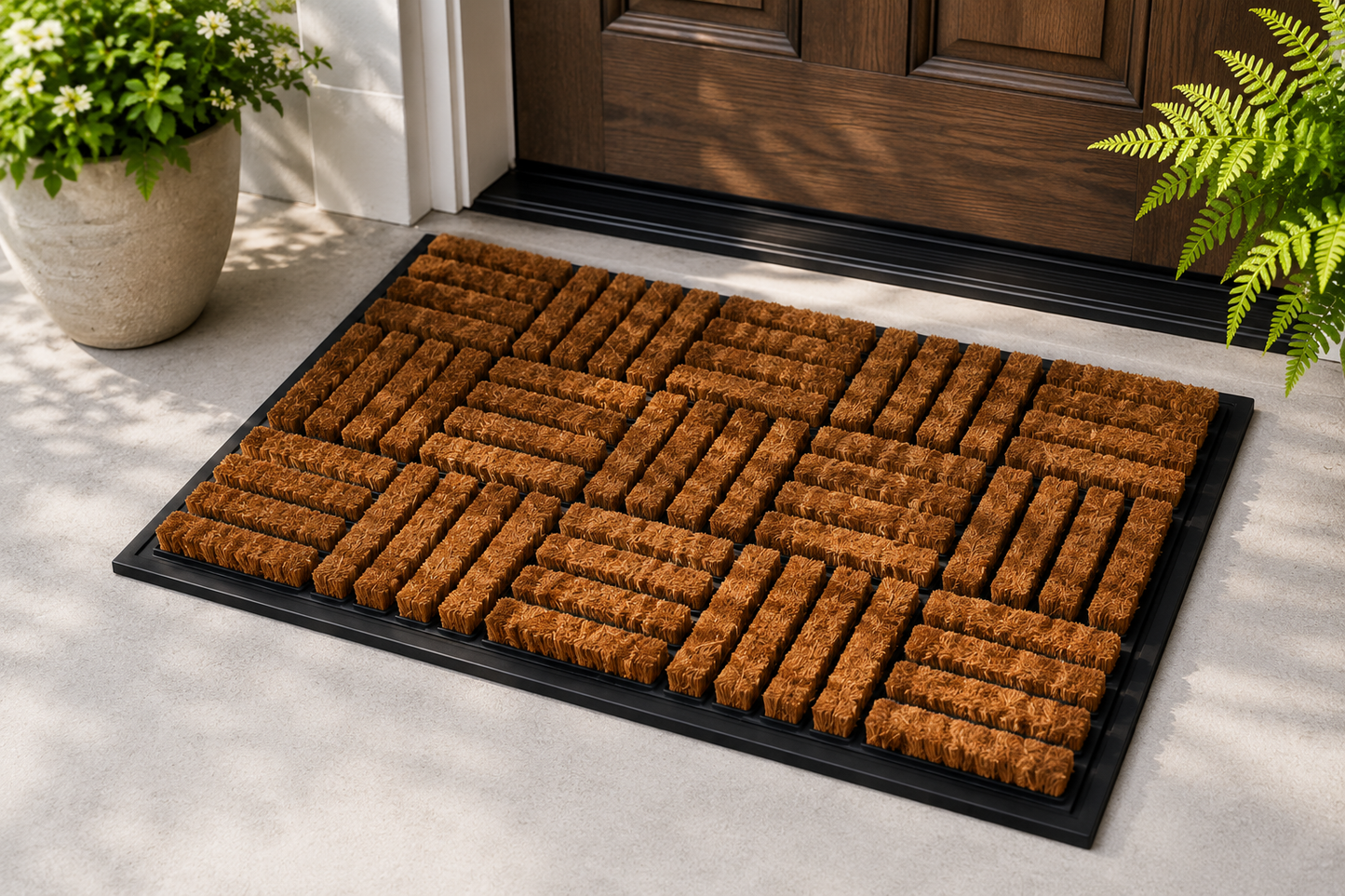 TRITEX Coir & Rubber Doormat – Durable Anti-Slip Dirt Scraping Entry Mat, Black
