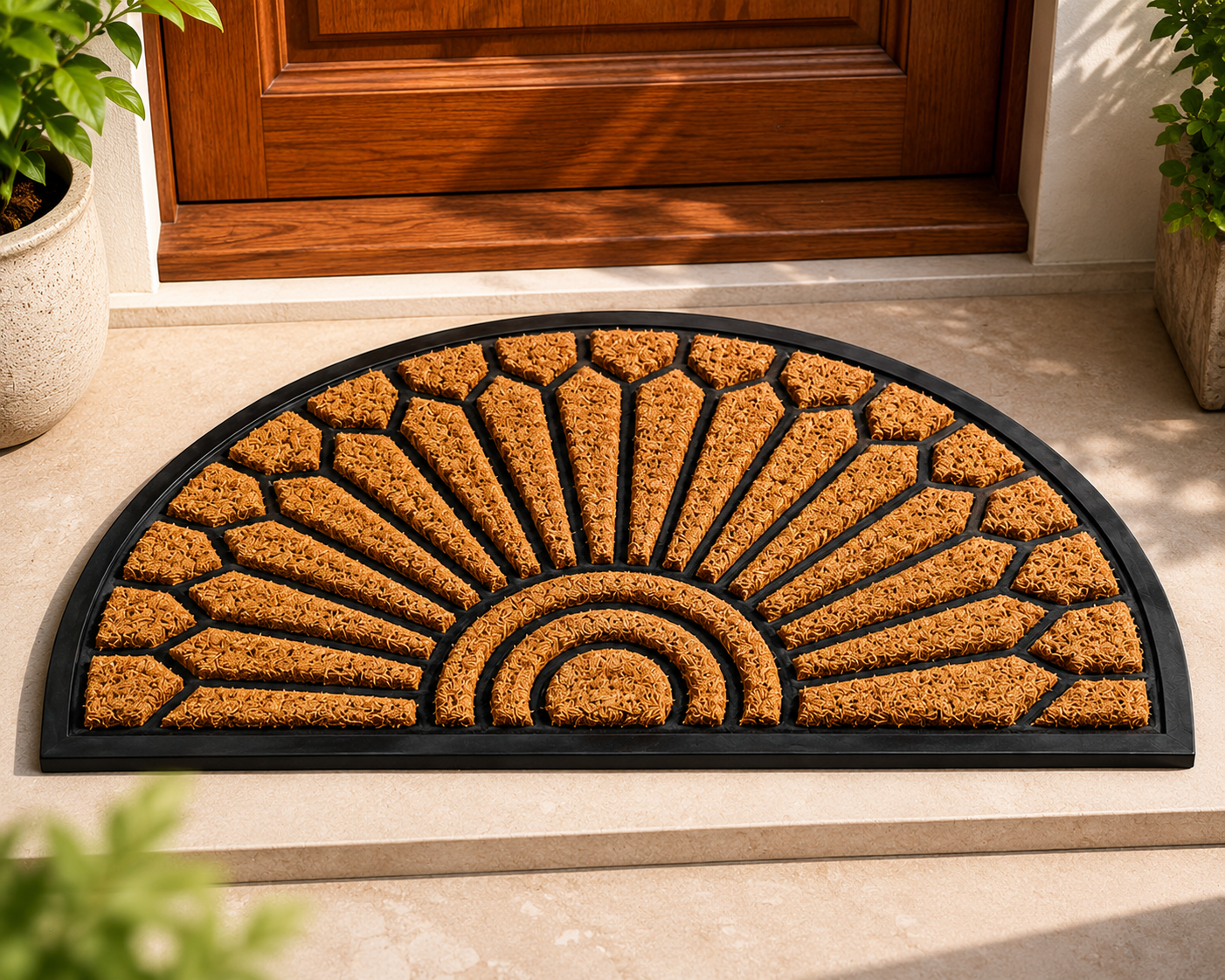 TRITEX Half Moon Coir Doormat – Durable, Anti-Slip & Dirt Trapping Entry Mat, Scroll Design