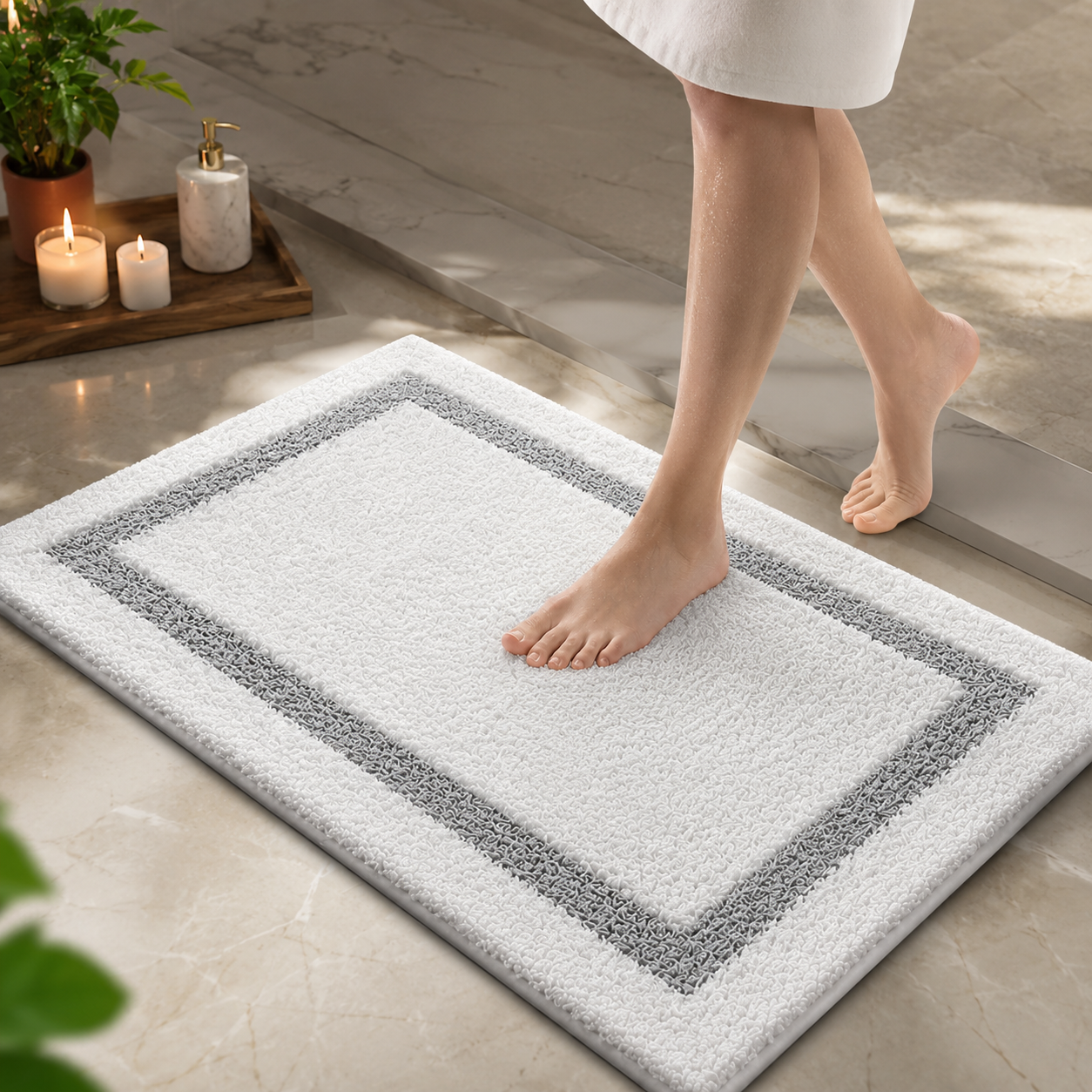 Tritex 20x30 White Microfiber Bath Rug | Ultra Soft & Non-Slip Absorbent Bathroom Mat