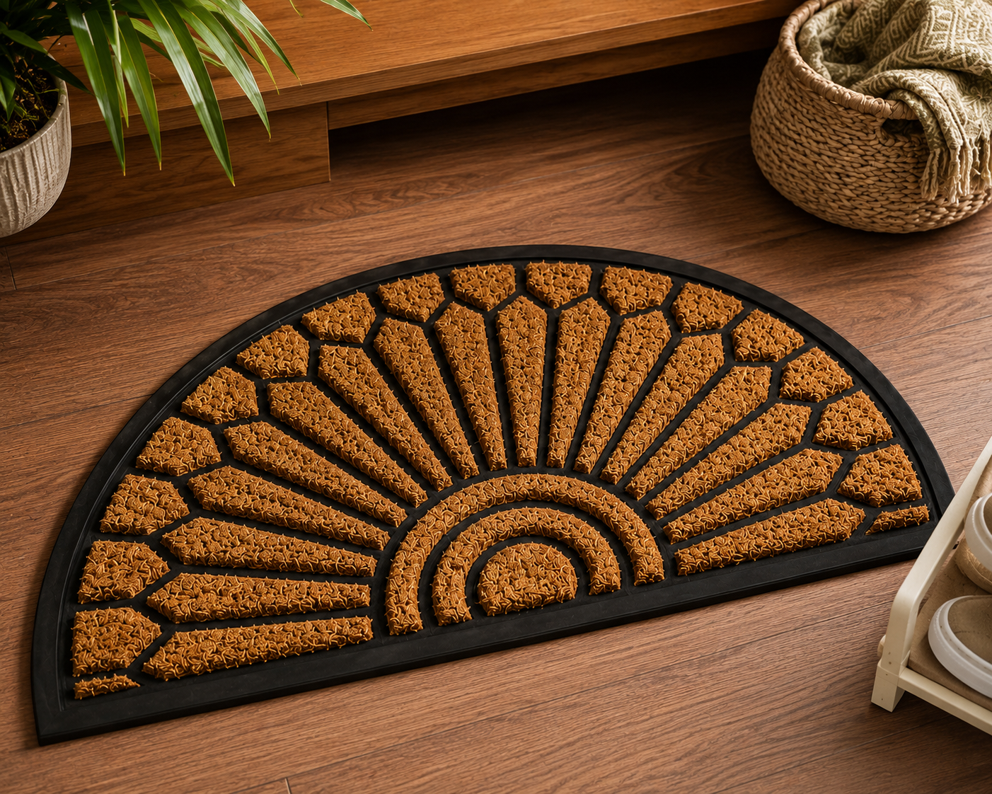 TRITEX Half Moon Coir Doormat – Durable, Anti-Slip & Dirt Trapping Entry Mat, Scroll Design