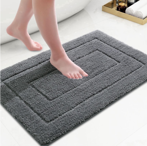 Tritex 16x24 Dark Grey Microfiber Bath Rug | Soft Non-Slip Absorbent Bath Mat
