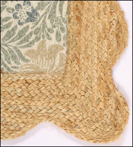 Botanical Print Braided Jute Rug 24x40 Inch – Decorative Indoor Accent Rug, Jute & PET Polyester