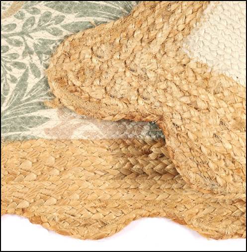 Botanical Print Braided Jute Rug 24x40 Inch – Decorative Indoor Accent Rug, Jute & PET Polyester
