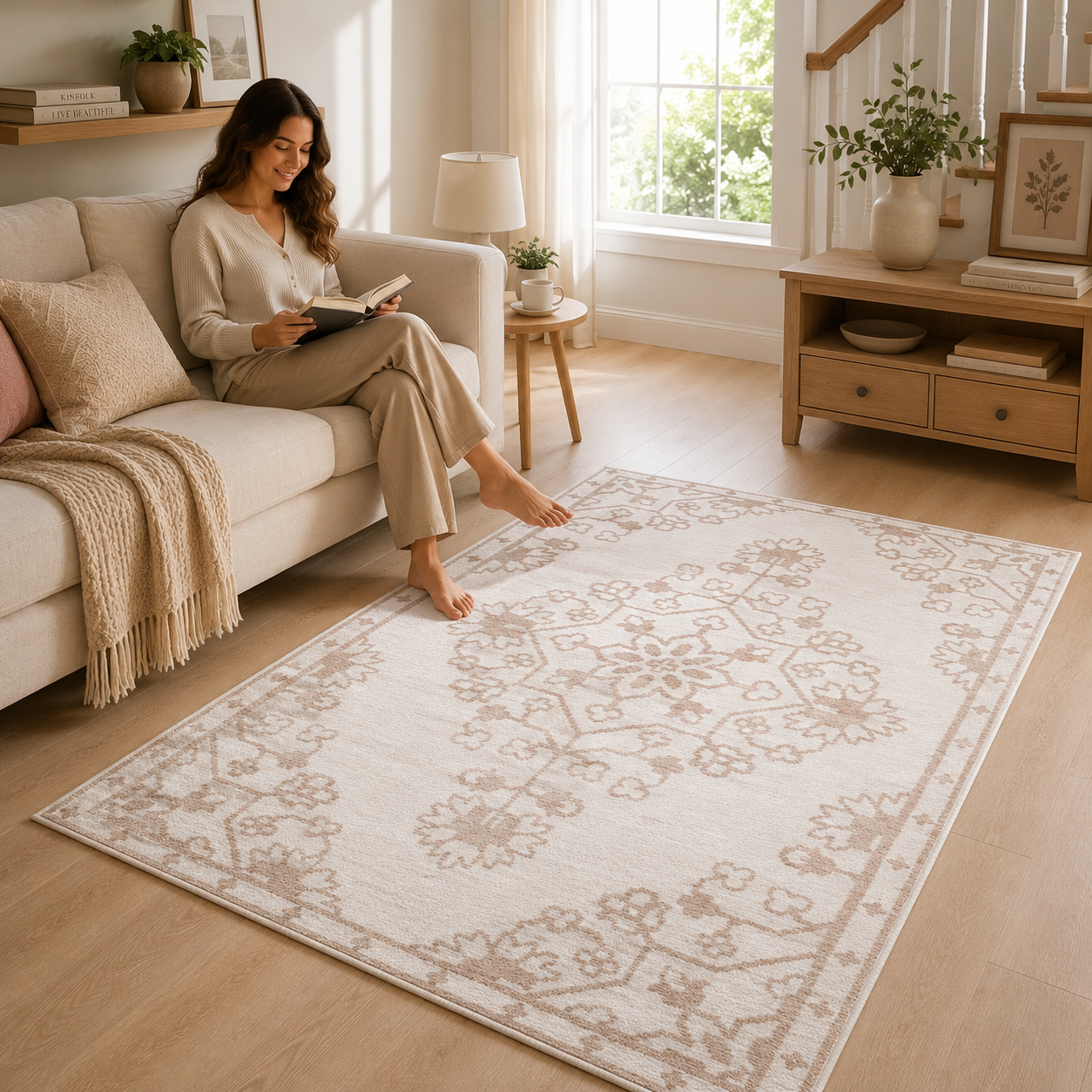 Machine Washable Chenille Cotton Rug 24 x 40 Inch | Soft Anti-Slip Floor Mat | 1600 GSM