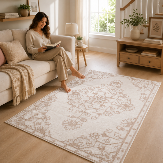 Machine Washable Chenille Cotton Rug 24 x 40 Inch | Soft Anti-Slip Floor Mat | 1600 GSM