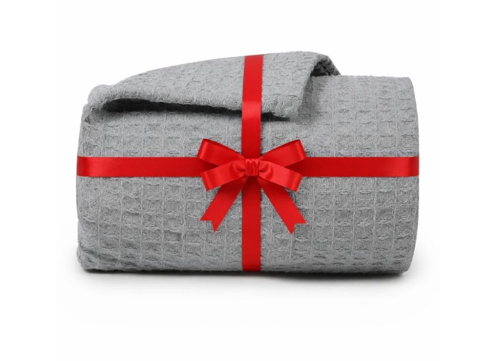 380 GSM Cotton Blanket Queen Size – Soft, Breathable & Lightweight Warm Blanket, Grey