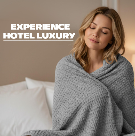 380 GSM Cotton Blanket Queen Size – Soft, Breathable & Lightweight Warm Blanket, Grey