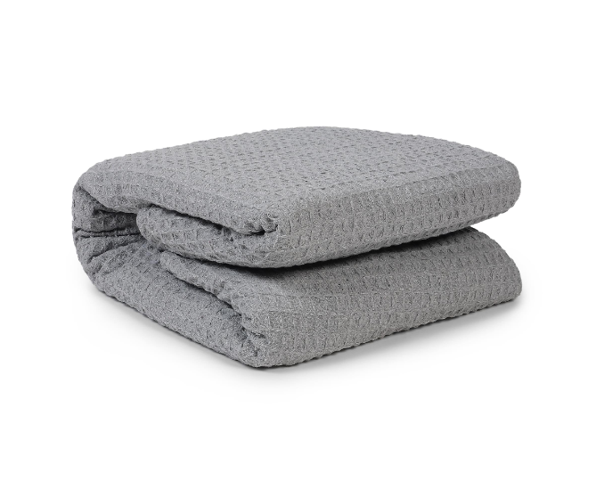 380 GSM Cotton Blanket Queen Size – Soft, Breathable & Lightweight Warm Blanket, Grey