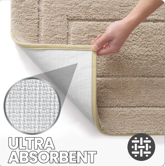 Tritex 16x24 Mousse Microfiber Bathroom Rug | Soft Non-Slip Absorbent Bath Mat