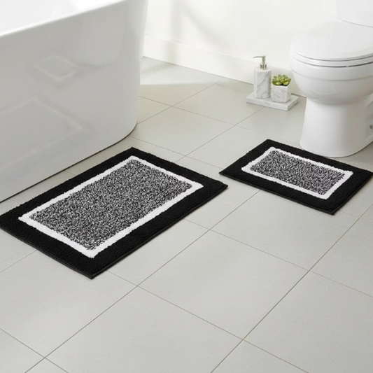 Microfibre Anti-Slip Bath Mat Set of 2 – Soft, Absorbent & Quick Dry Bathroom Mats, Grey