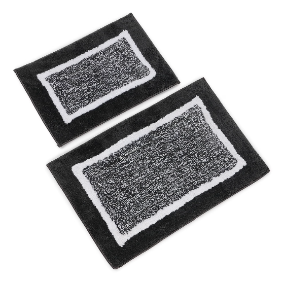 Microfibre Anti-Slip Bath Mat Set of 2 – Soft, Absorbent & Quick Dry Bathroom Mats, Grey