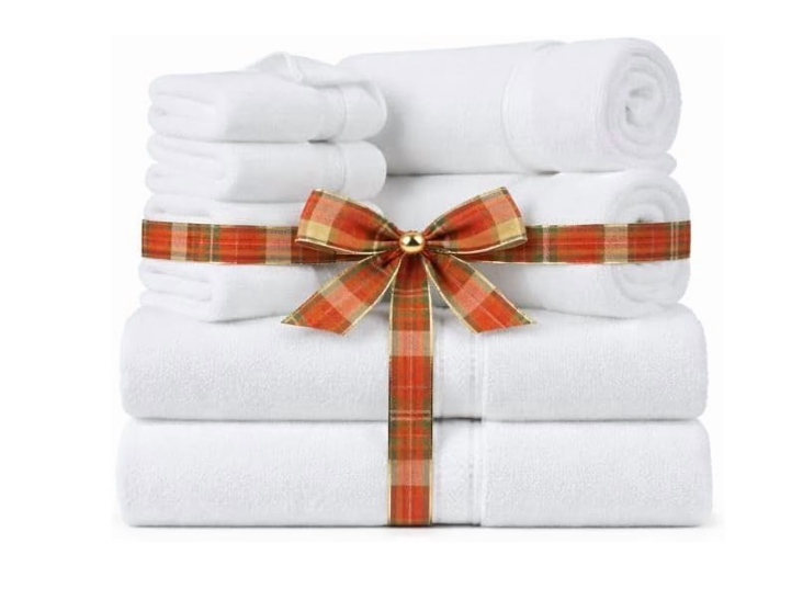 TRITEX 8 Piece Cotton Towel Set – Soft, Absorbent & Quick Dry Luxury Bathroom Towels, White